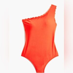 J CREW Scalloped one-shoulder one-piece swimsuit size XL.